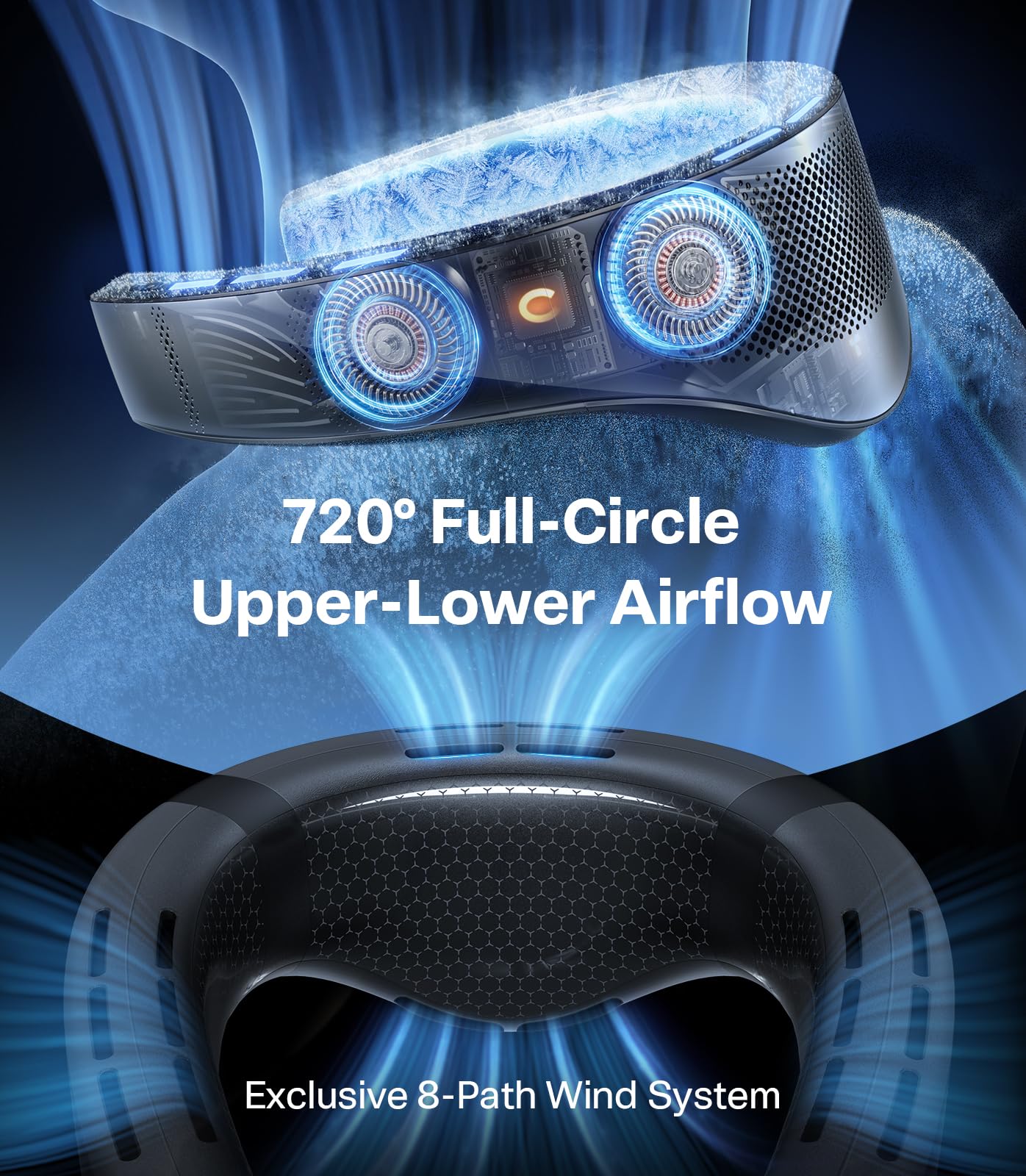 TORRAS COOLiFY Cyber AI Neck Air Conditioner, Ultimate Immersive Cooling Portable Neck Fan【No.1 Coolest & Max Cooling Area】 Neck Fans that Blow Cold Air 6000 mah Rechargeable for Gift - Image 6