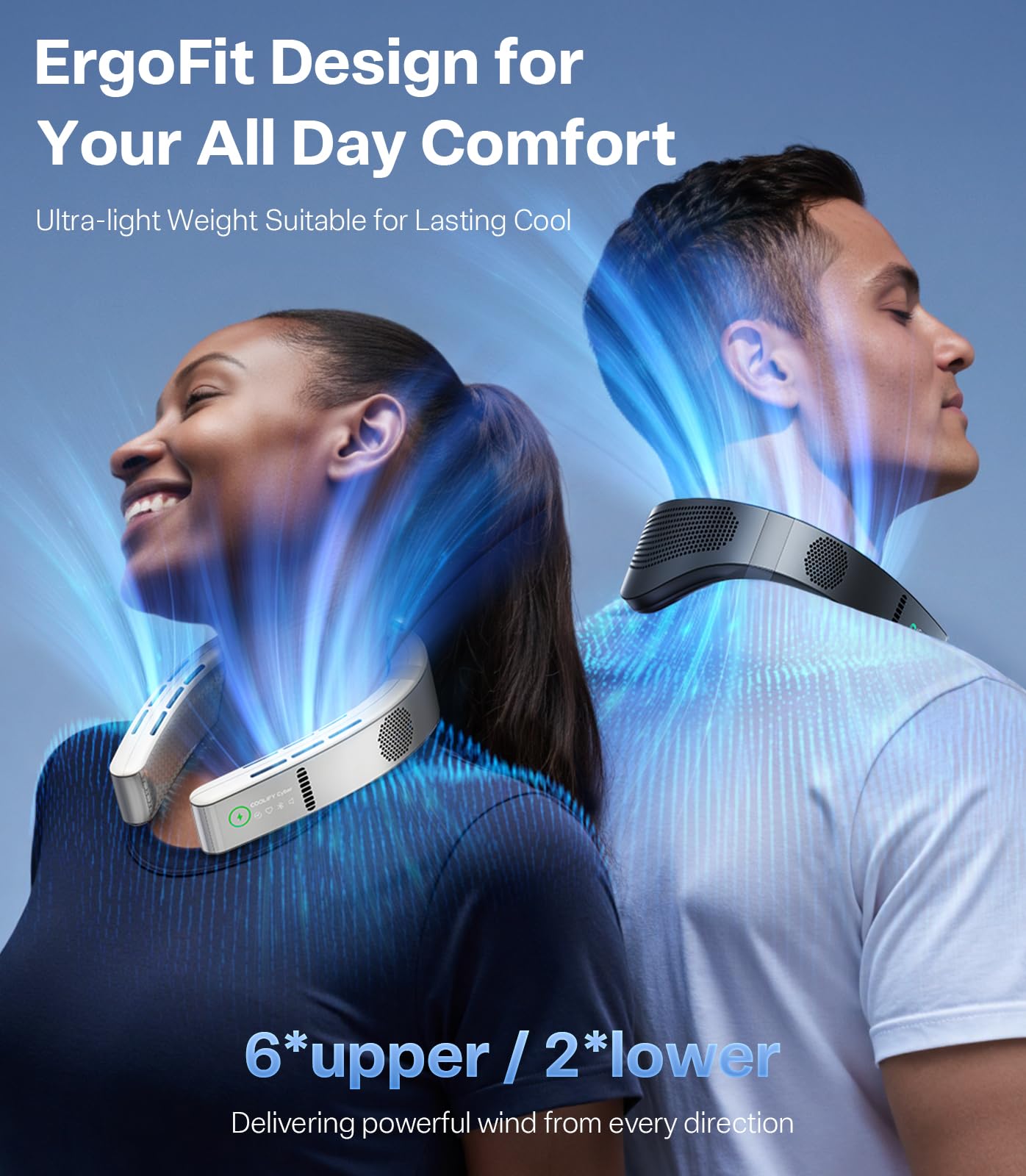 TORRAS COOLiFY Cyber AI Neck Air Conditioner, Ultimate Immersive Cooling Portable Neck Fan【No.1 Coolest & Max Cooling Area】 Neck Fans that Blow Cold Air 6000 mah Rechargeable for Gift - Image 8