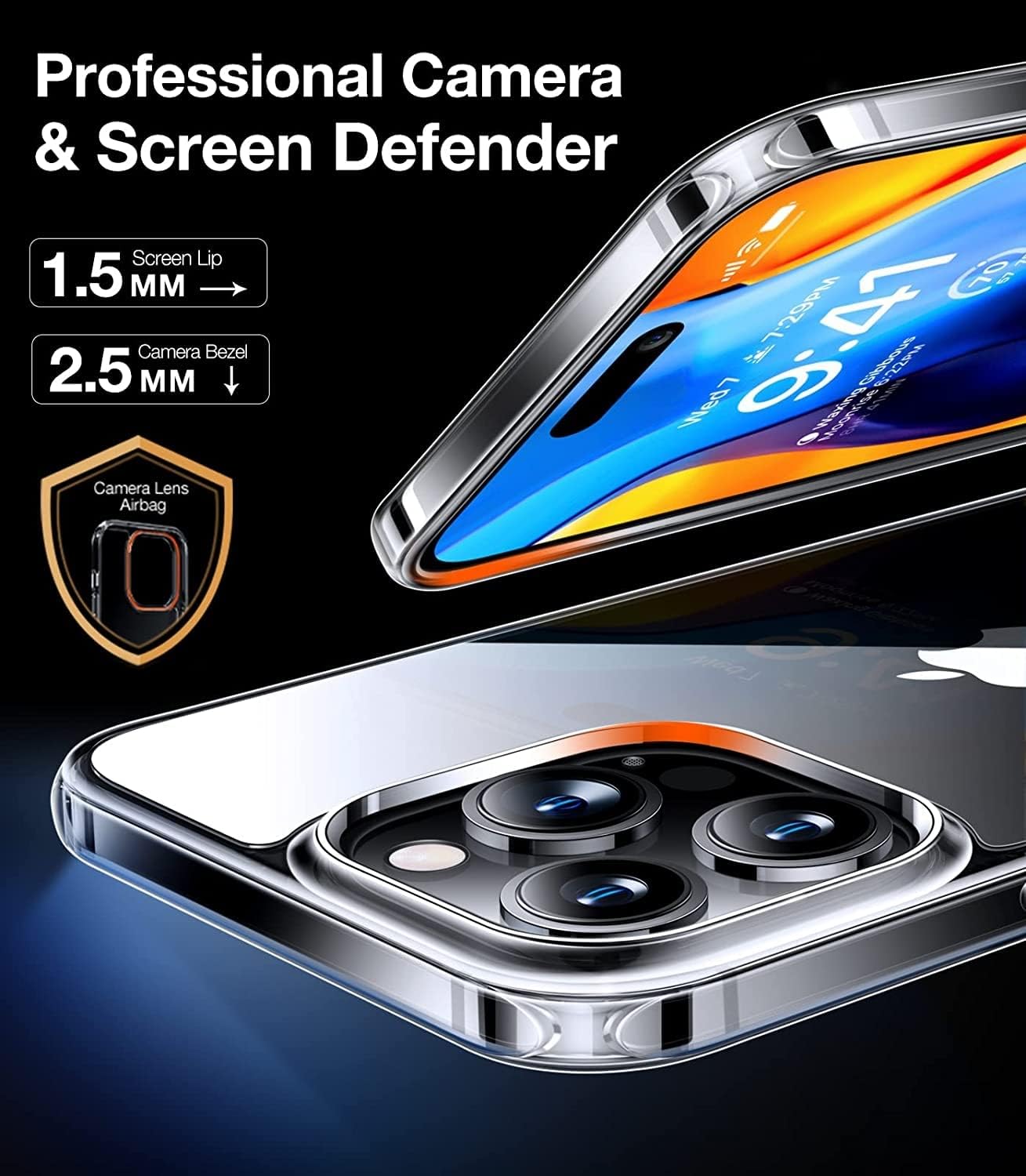 TORRAS Diamond Clear for iPhone 14 Pro Max Case, Anti-Yellowing, 12FTMil-Grade Drop Protection, Shockproof Slim Protective Hard Back Soft Bumper with Airbag for iPhone 14 ProMax Case, Crystal Clear - Image 5