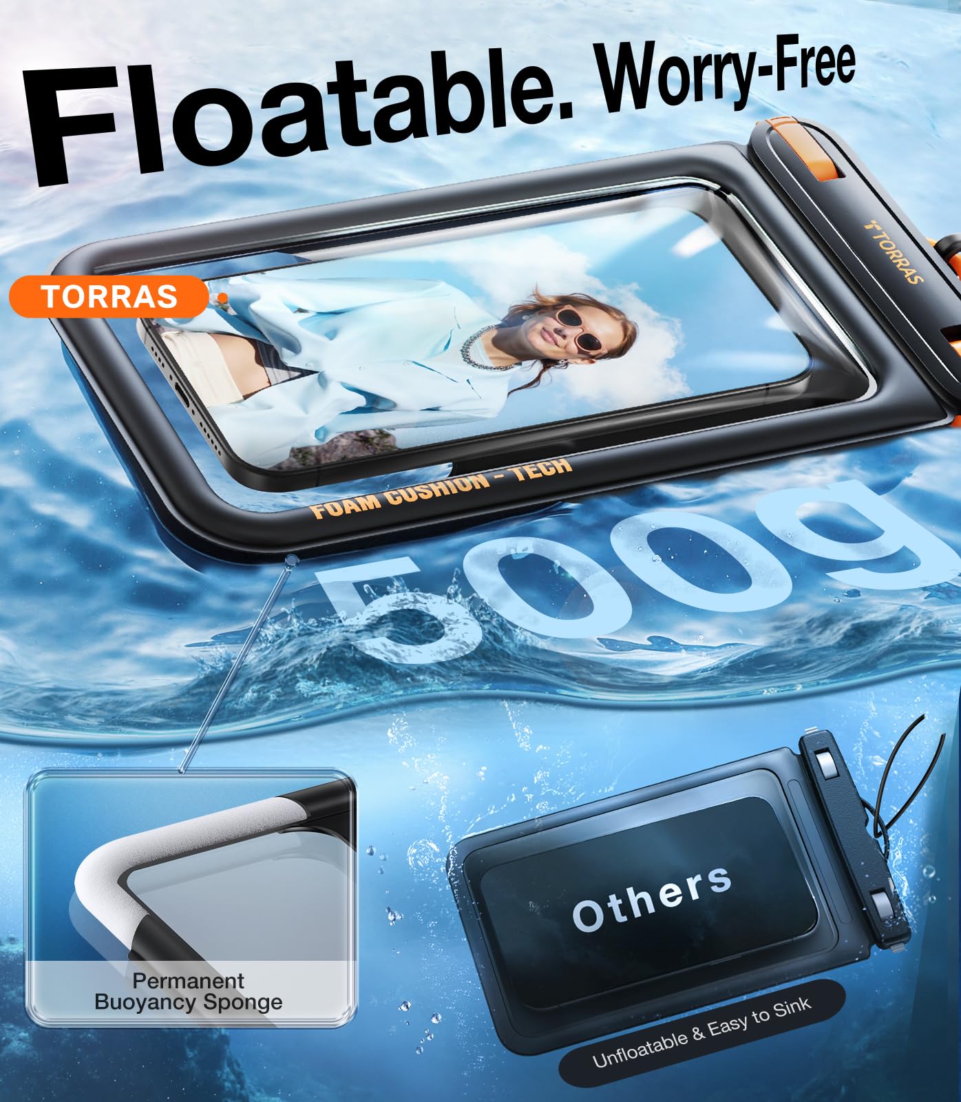 TORRAS IP68 Waterproof Phone Pouch Double Space, Floating Waterproof Phone Case with Lanyard for iPhone 17 Pro Max 16 15 14 S26 S25, Phone Dry Bag Vacation Cruise Ship Travel Essentials 7.0'', Black - Image 5
