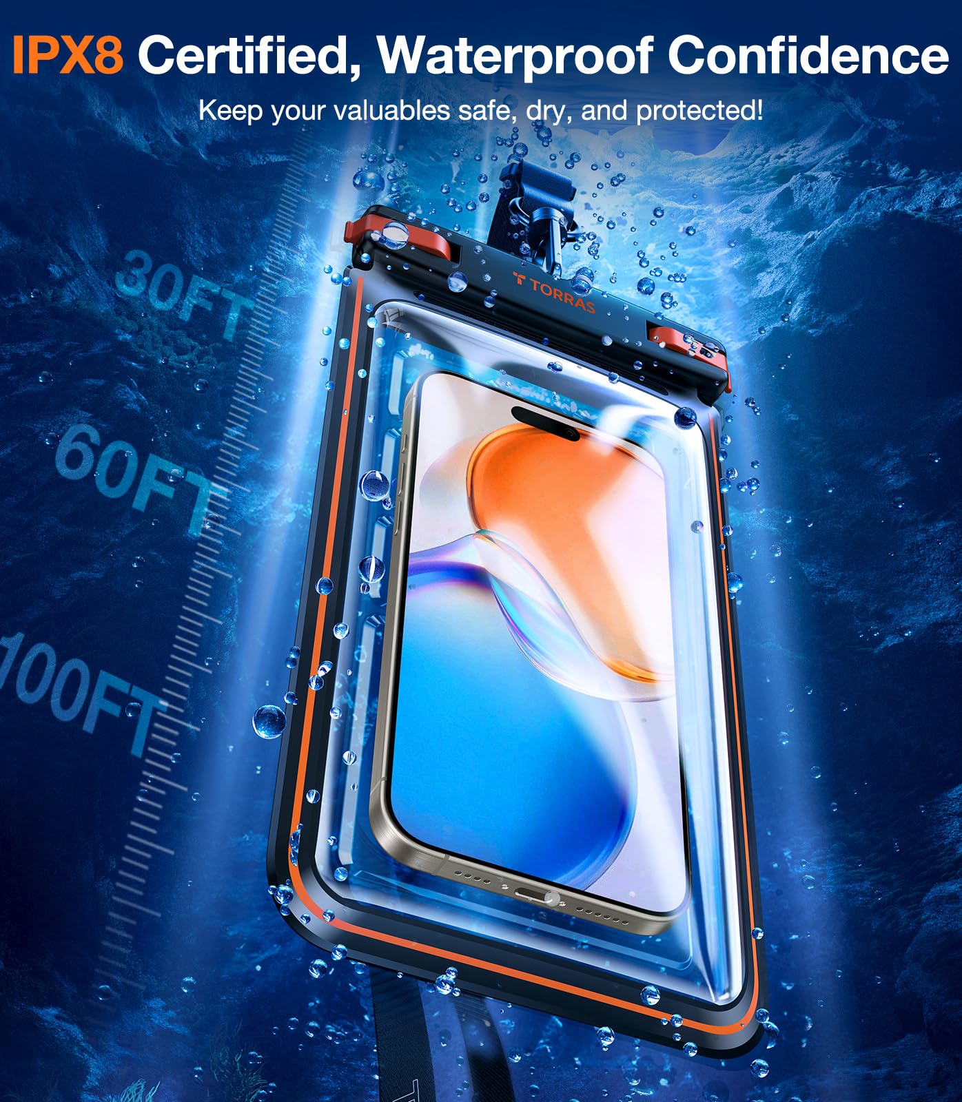 TORRAS IPX8 Waterproof Phone Pouch Floating, Underwater Screen Touchable, Water Proof Case with Lanyard for iPhone 17 Pro Max 16 S26, Cellphone Dry Bag Cruise Essentials 7.0 inch, Black - Image 7