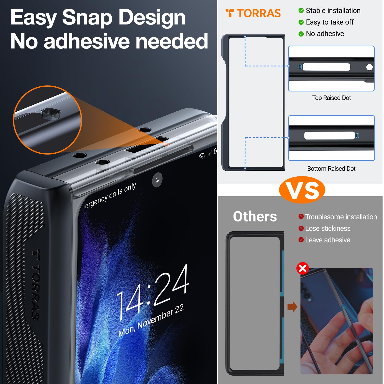 TORRAS Magnetic Armor Stand for Samsung Galaxy Z Fold 6 Case with S Pen Holder, MIL-Grade Hinge Protection, Compatible with MagSafe, Invisible Kickstand, Slim for Galaxy Z Fold 6 Case, Black - Image 6