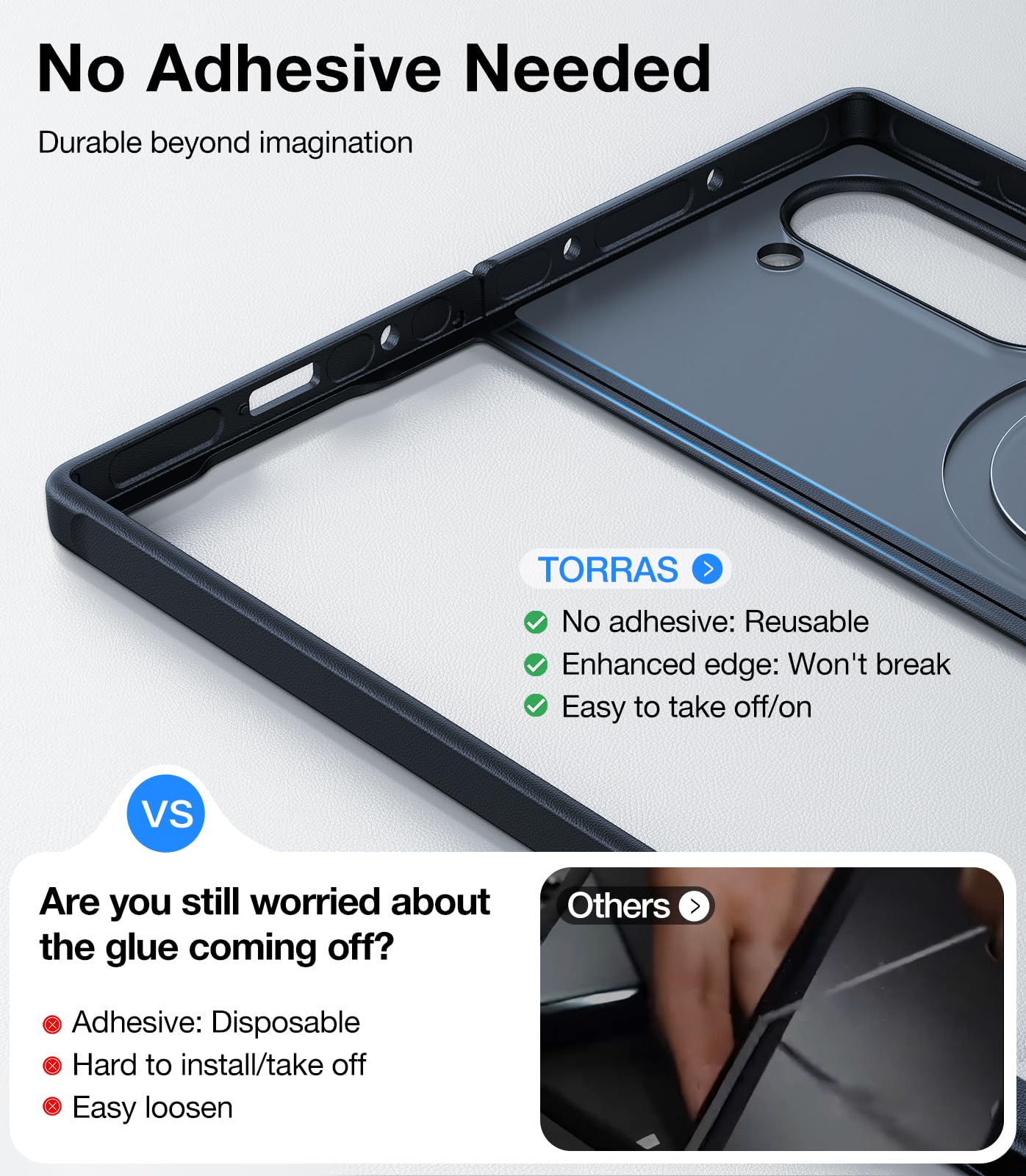 TORRAS Magnetic Shockproof Designed for Samsung Galaxy Z Fold 6 Case, [Compatible with Magsafe] [Military Grade Drop Tested] Translucent Hard Back Slim Phone Case for Samsung Z Fold 6 Case, Black - Image 6