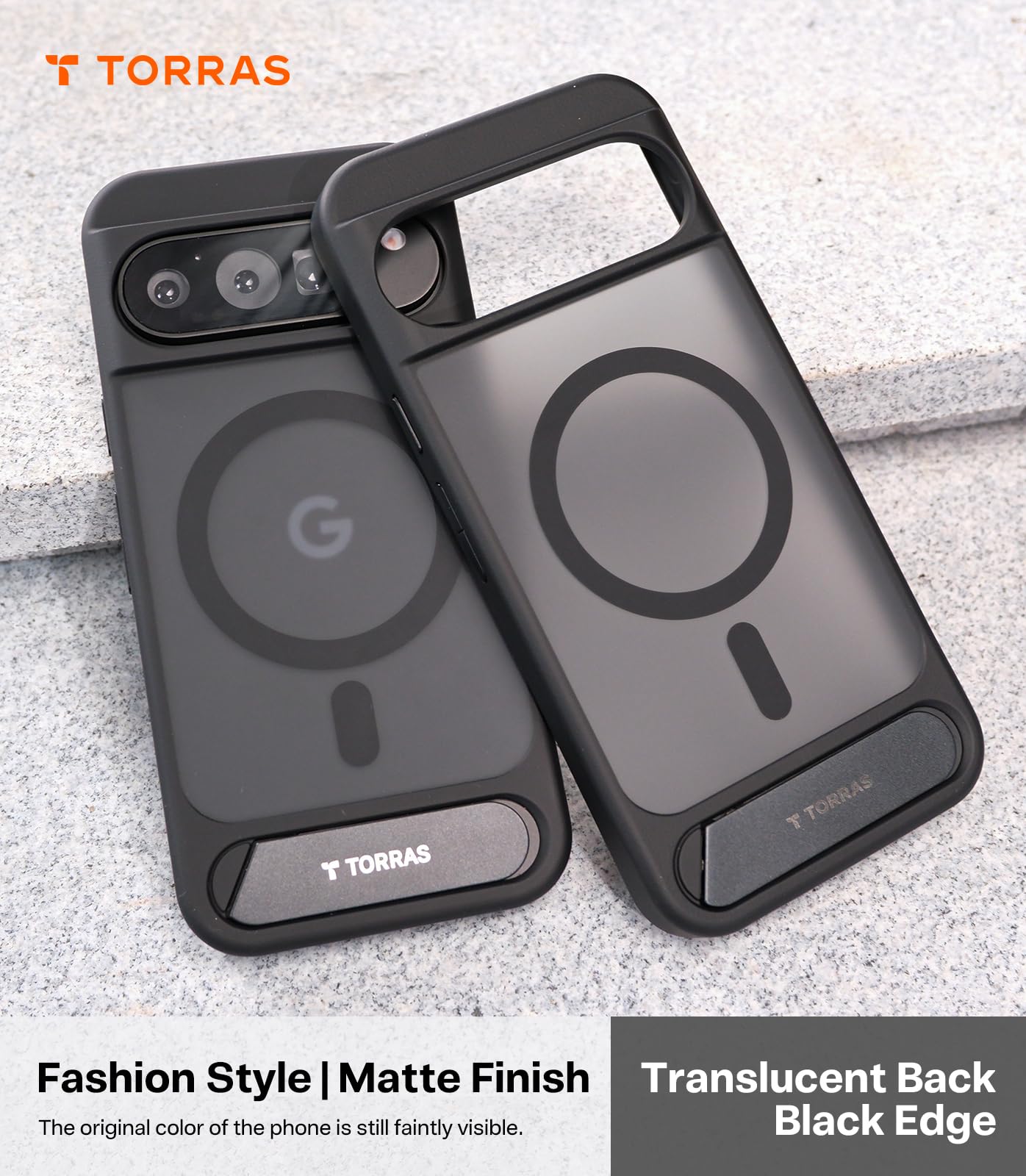 TORRAS Magnetic & Stand for Google Pixel 10 Pro Case/Pixel 10 Case, Fit for MagSafe & Pixelsnap, Mil-Grade Protection, Slim Fit for Pixel 10/10 Pro Phone Case with Flush Kickstand, Translucent Black - Image 8