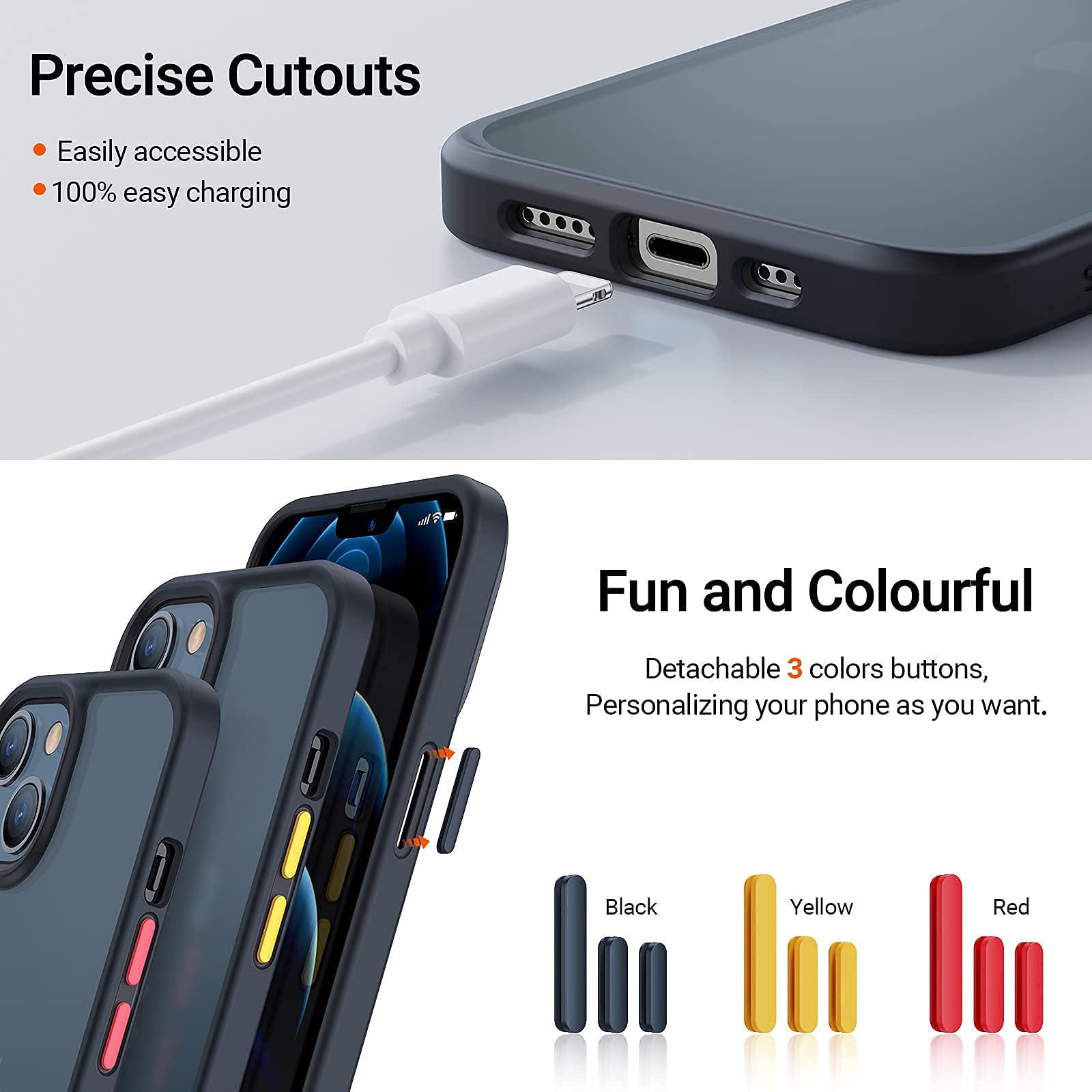 TORRAS Shockproof Designed for iPhone 13 Mini Case, 10 FT Military Drop Protection Translucent Hard PC Back with Soft Edge Protective Slim 13 Mini Phone case, Matte Black - Image 5